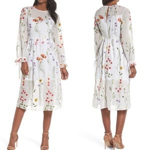 NWT Chelsea28 Embroidered Sleeve White Dress